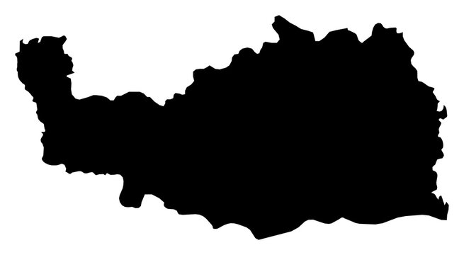 A contour map of K&eacute;dougou Region. Senegalese region silhouette