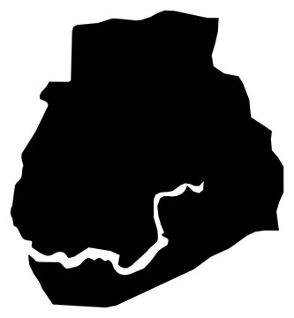 A contour map of S&eacute;dhiou Region. Senegalese region silhouette