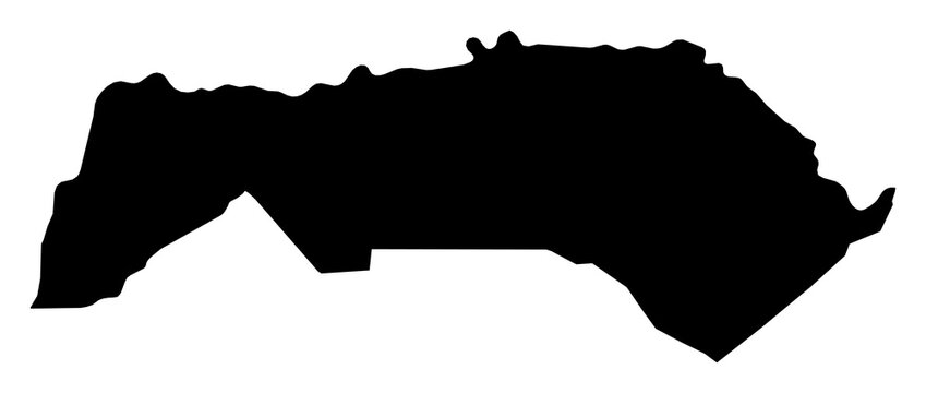 A contour map of Saint-Louis Region. Senegalese region silhouette