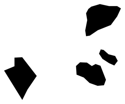 A contour map of Mont Fleuri District. Seychellois district silhouette