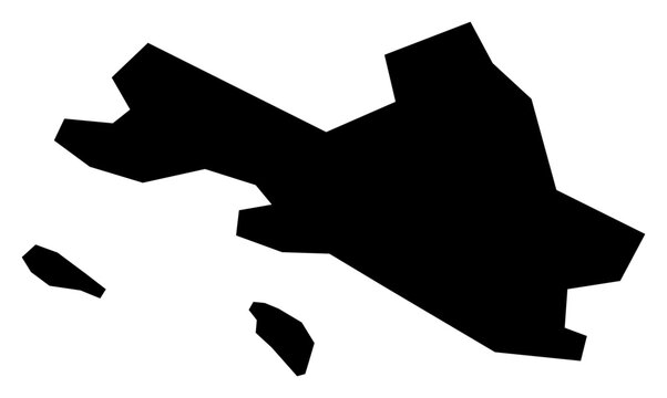 A contour map of Port Glaud District. Seychellois district silhouette