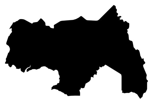 A contour map of Northern Uganda Region. Ugandan region silhouette
