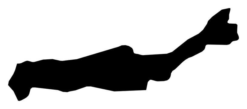 A contour map of Tipasa Province. Algerian province silhouette