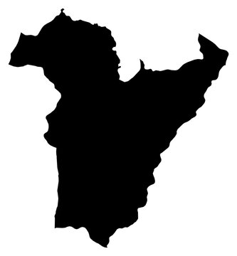 A contour map of Bi&eacute; Province. Angolan province silhouette