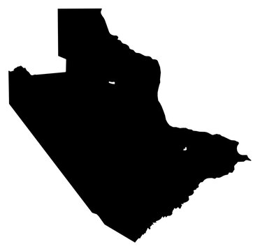 A contour map of Central District. Botswanan district silhouette
