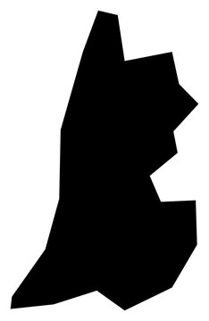 A contour map of Lobatse Town. Botswanan town silhouette