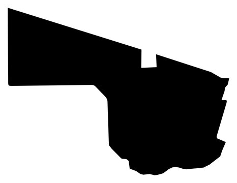 A contour map of Southern District. Botswanan district silhouette