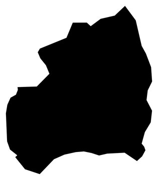 A contour map of Bubanza Province. Burundian province silhouette