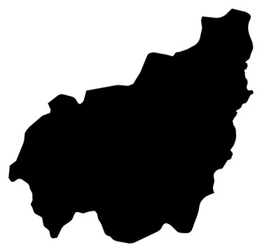 A contour map of West Province. Cameroonian province silhouette