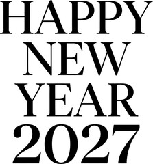 Happy New Year 2027 black and white typography design with geometric shapes and triangles © Mstshima