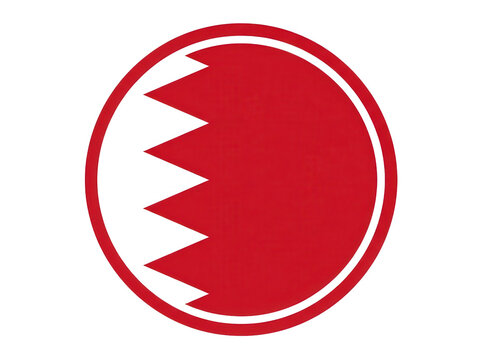Bahrain national flag inside a red circle isolated on transparent background