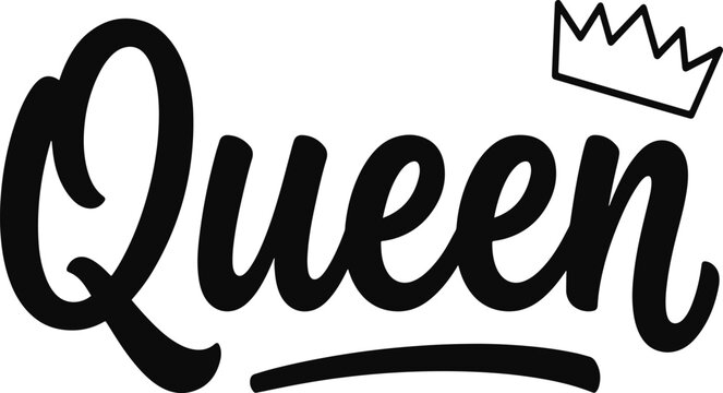 Queen Crown Hand Lettering Typography Vector Design