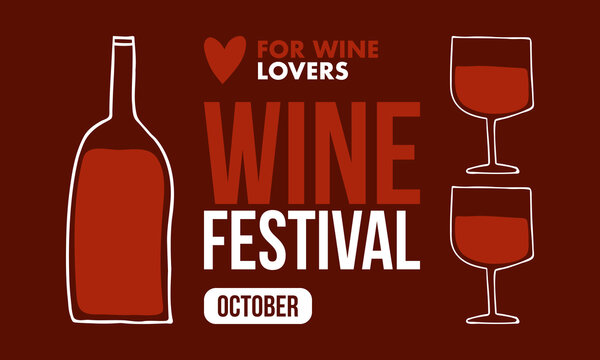 Wine Festival Poster Templates Set, Hand Drawn Minimalist Vector Design Featuring Red Wine Bottle, Wine Glasses, and Tasting Event Typography on White Background