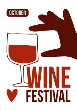 Wine Festival Poster Templates Set, Hand Drawn Minimalist Vector Design Featuring Red Wine Bottle, Wine Glasses, and Tasting Event Typography on White Background