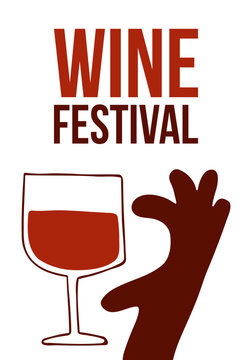 Wine Festival Poster Templates Set, Hand Drawn Minimalist Vector Design Featuring Red Wine Bottle, Wine Glasses, and Tasting Event Typography on White Background