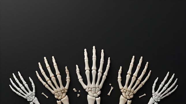 Skeleton Hands on Black Background &ndash; Halloween Anatomy Art