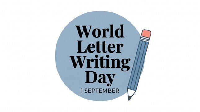 World letter writing day logo with pencil