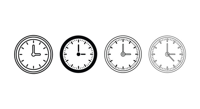 Four analog clocks showing different times