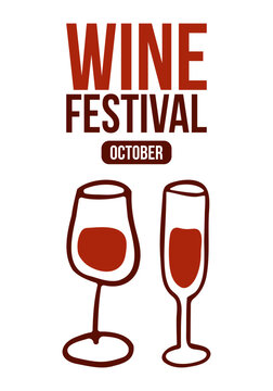 Wine Festival Poster Templates Set, Hand Drawn Minimalist Vector Design Featuring Red Wine Bottle, Wine Glasses, and Tasting Event Typography on White Background
