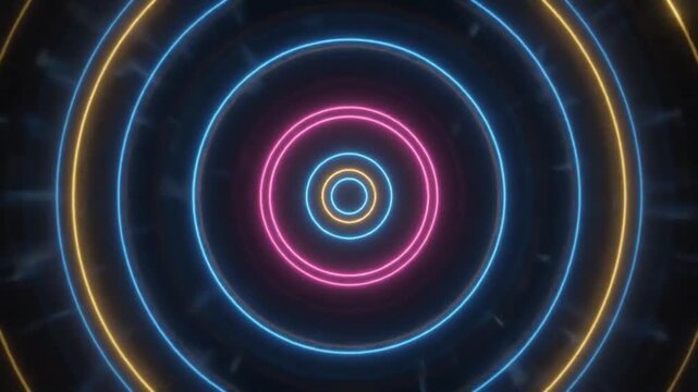 Neon light circles animation with mesmerizing animation background technology futuristic colorful abstract electric resource glowing digital vibrant pattern graphic with video mesmerizing