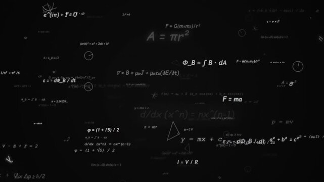 Floating Mathematical Formulas and Physics Equations Animation