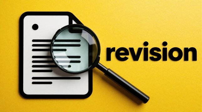 Magnifying glass over document icon on yellow background. Concept of revision, audit, text inspection. Business pro check files for errors, analyze data, review important information. Search for