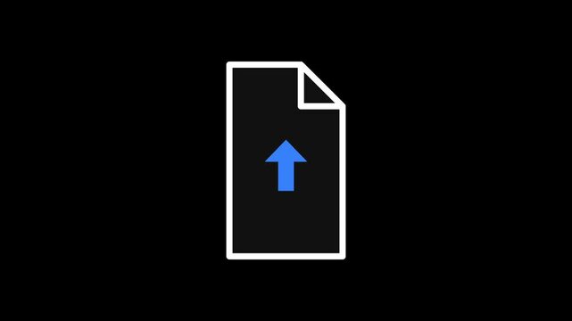 File upload document icon with blue arrow animation