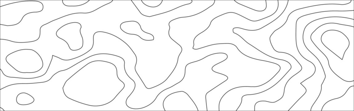 Abstract White Topographic Contour Background with Organic Black Elevation Lines. Abstract Terrain Contour Line Background with Organic Geometric Shapes.