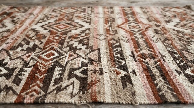 Seamless Southwestern Tribal Geometric Textile Pattern In Earthy Brown Cream Beige And Soft Pink Tones geometric pattern aztec pattern southwestern pattern tribal textile earthy tones seamless