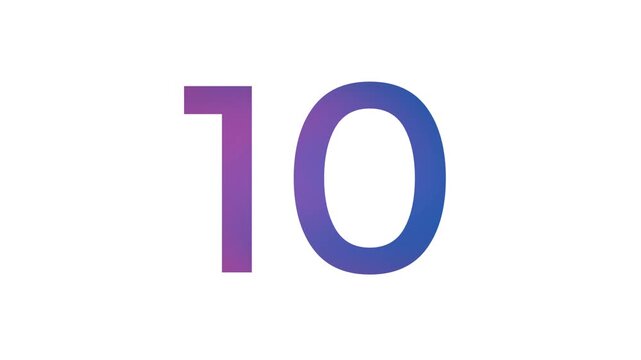 number 10 pink and blue gradient color on white background