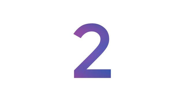 number 2 pink and blue gradient color on white background