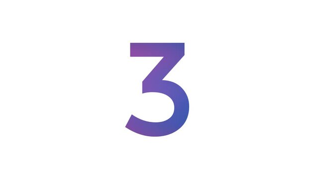 number 3 pink and blue gradient color on white background