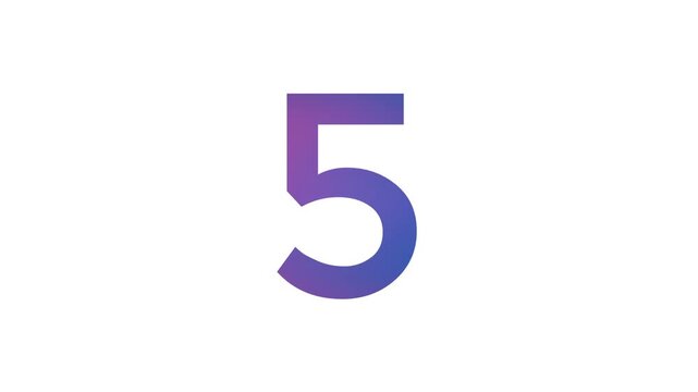 number 5 pink and blue gradient color on white background