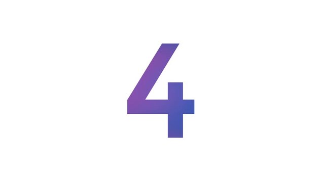 number 4 pink and blue gradient color on white background