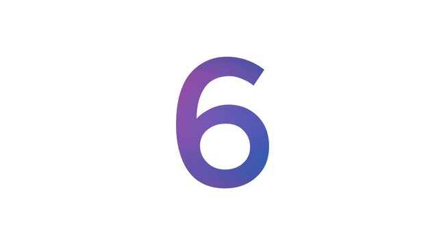 number 6 pink and blue gradient color on white background
