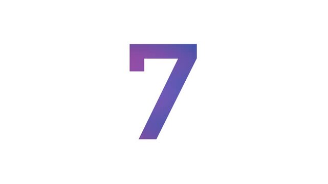 number 7 pink and blue gradient color on white background