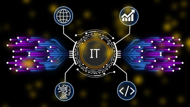 IT Material Requirements Planning and AI Powered Manufacturing Management Digital Network Animation. 4k animation 