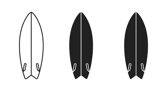 Minimalist surfboard outline designs