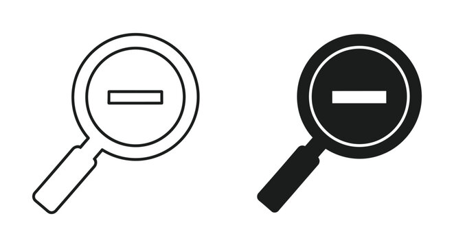 Magnifying glass icons with minus symbol
