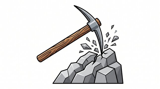 Pickaxe breaking gray stone block