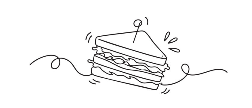 delicious sandwich line art vector icon, a simple food illustration for menus
