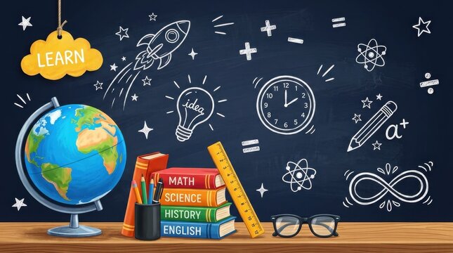 School Learning Illustration Background