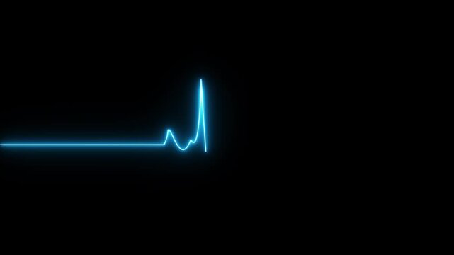 Blue glowing neon heartbeat pulse animation showing cardiogram line style motion graphics in loop ECG medical concept video design