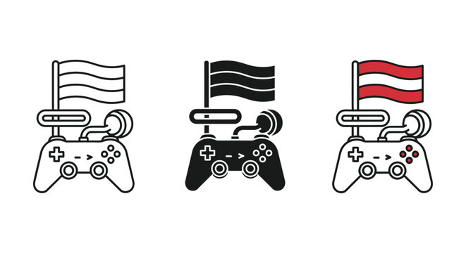 Game controller with country flags waving