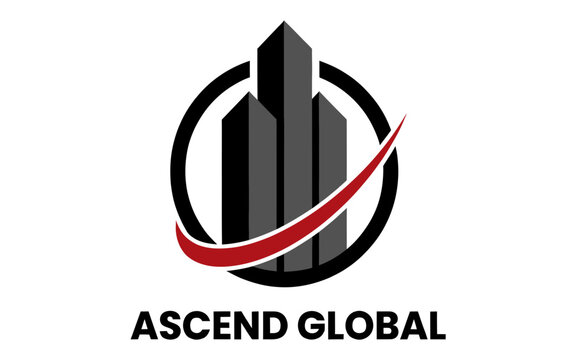 Modern Logo Design Featuring Skyscrapers Inside Circular Frame With Red Accent