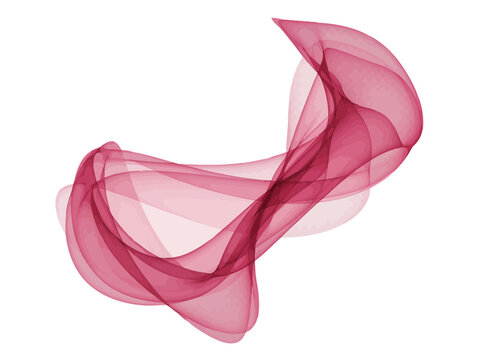 Abstract pink translucent ribbon flowing in soft organic curves