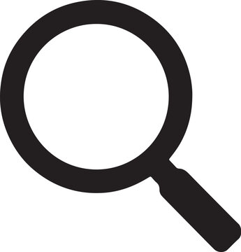 Magnifying glass icon for search navigation and discovery functionality in digital apps.