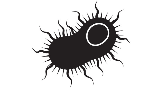 Bacterial cell silhouette against a white background simple monochrome design
