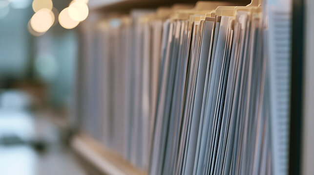 Organized file folders and documents stored in a modern office cabinet for efficient business administration and corporate record archiving work