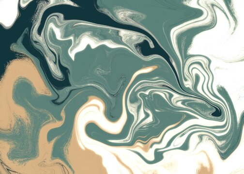 Abstract fluid marble texture background with emerald green and blue swirling waves